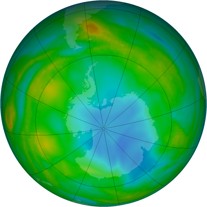 Antarctic ozone map for 01 July 1989